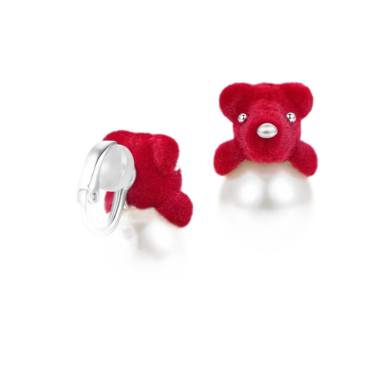 Pearl Teddy Bear Earrings
