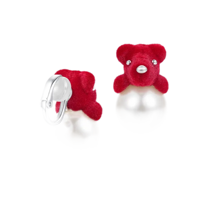 Pearl Teddy Bear Earrings