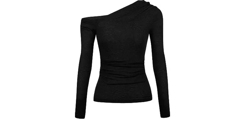 Asymmetric Ruched Long Sleeve Top