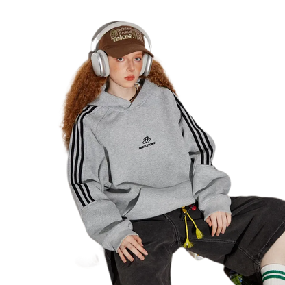 Striped Oversized Pullover Hoodie