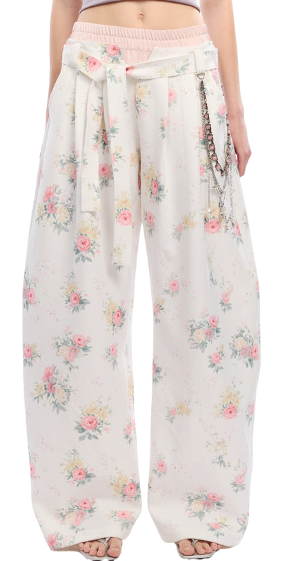 Floral Print Loose Wide Leg Pants