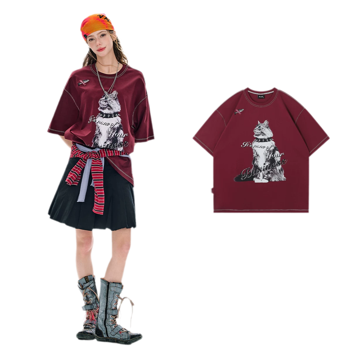 Tactile Graphic Loose T-Shirt