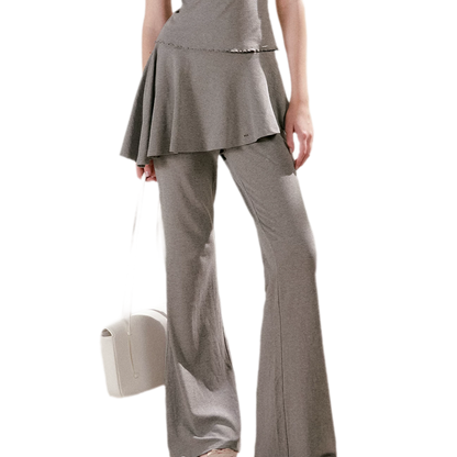 Lace Trim Faux Two-Piece Set