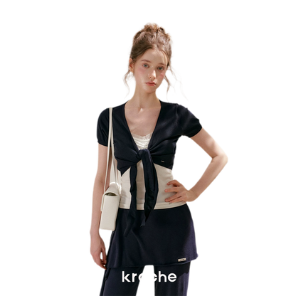 Sportique Cropped Knit Cardigan