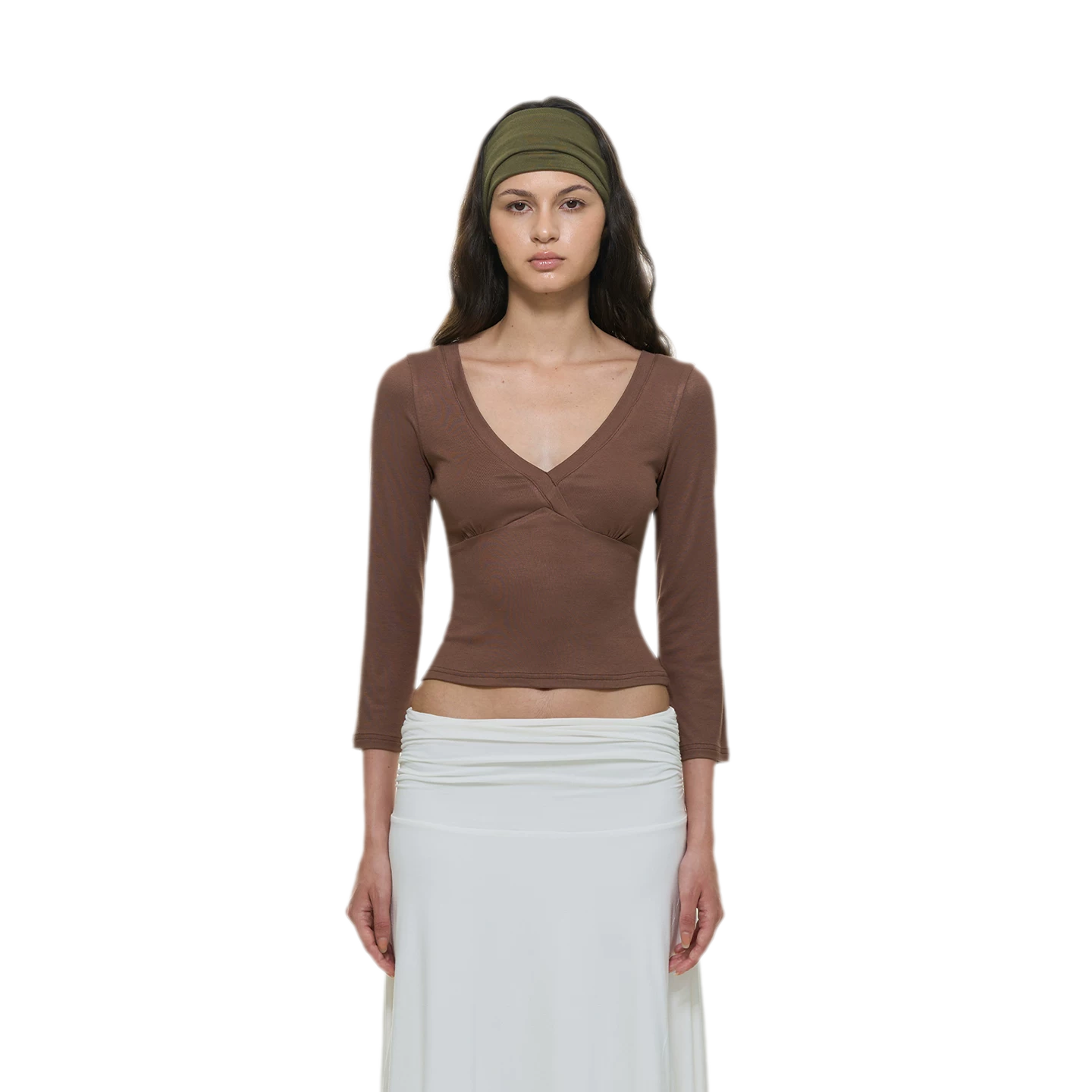 Crossfront Ribbed V-Neck Top