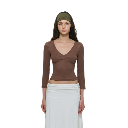 Crossfront Ribbed V-Neck Top