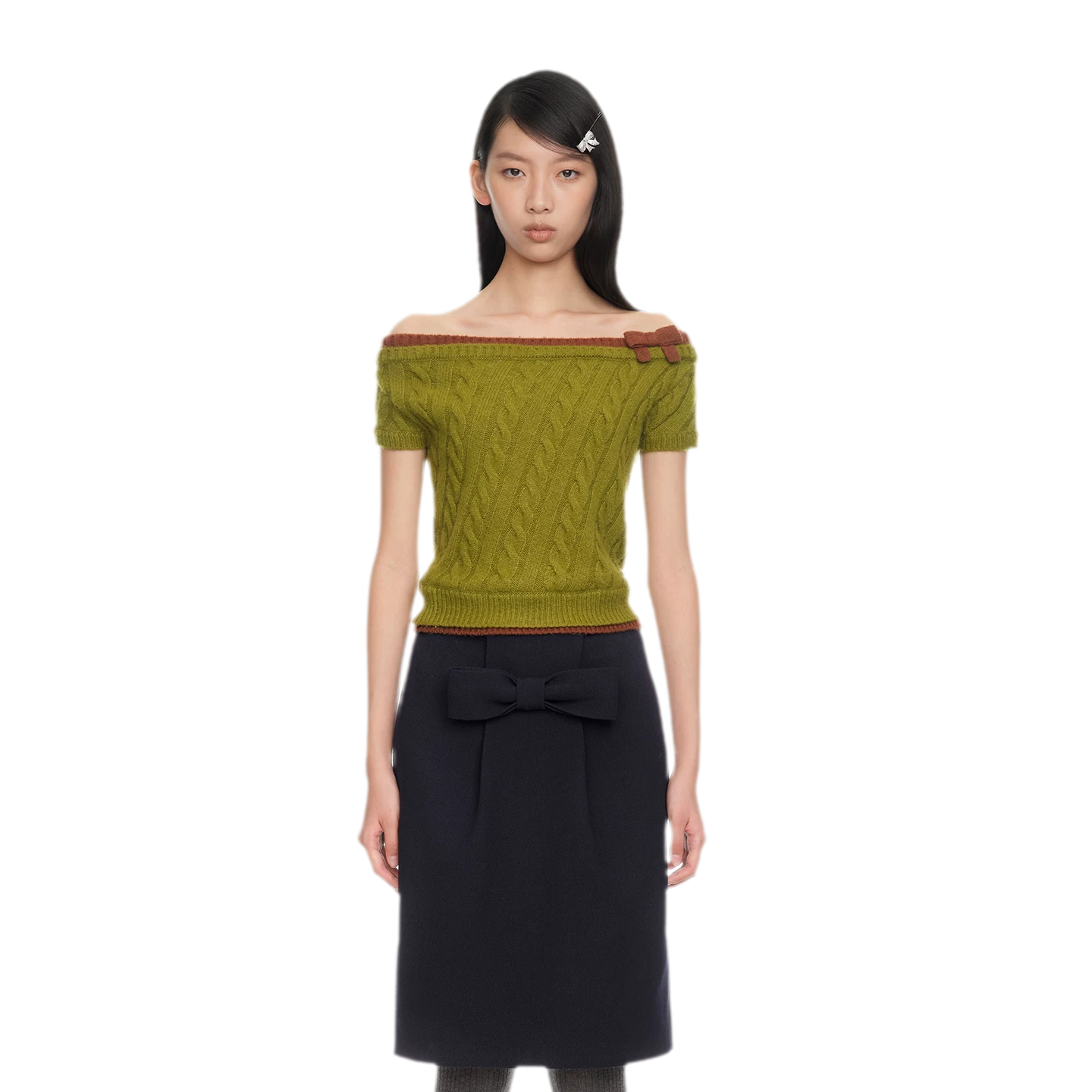 Cable Knit Off-Shoulder Top