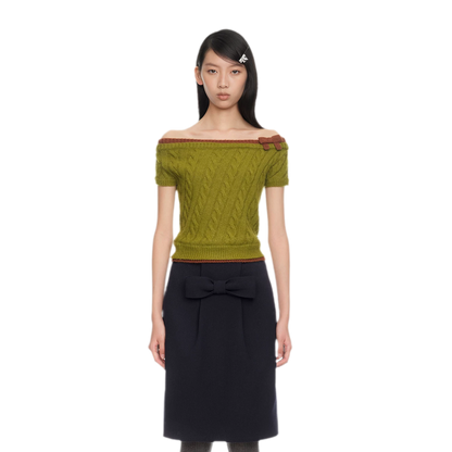Cable Knit Off-Shoulder Top