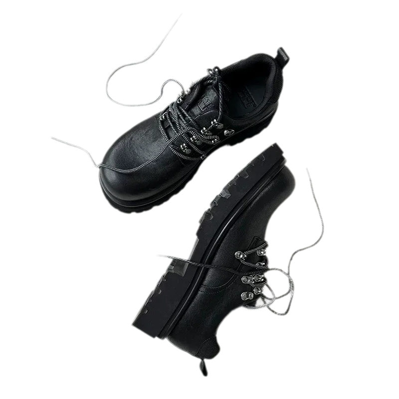 Leather Lug-Sole Platform Derby Shoes