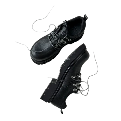 Leather Lug-Sole Platform Derby Shoes