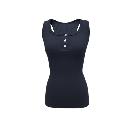 Ribbed Slim-Fit Henley Tank