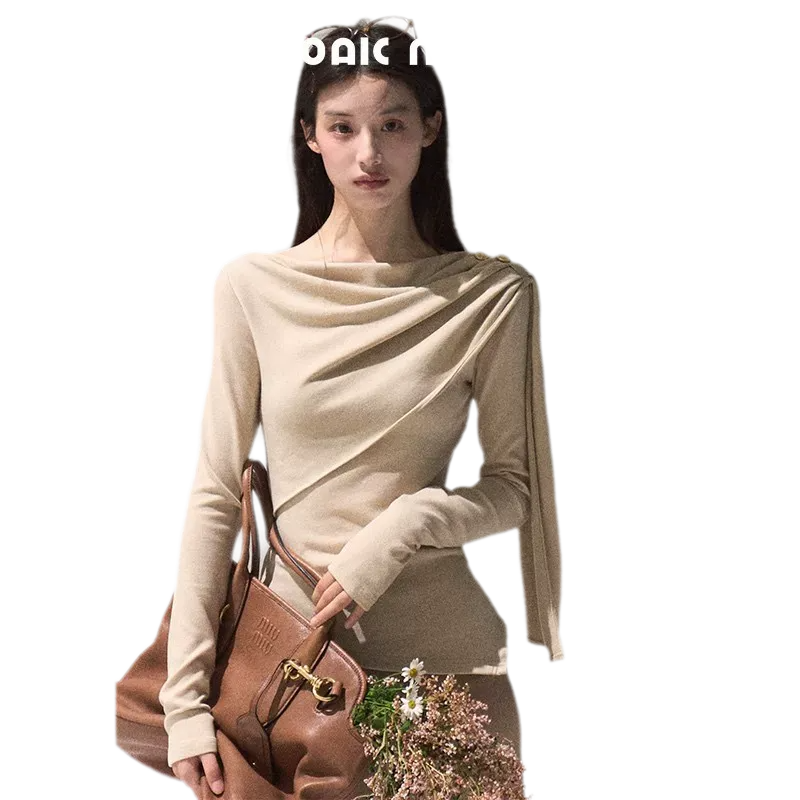 Draped Slim Knit Top