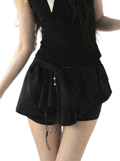Layered Pleated Skort