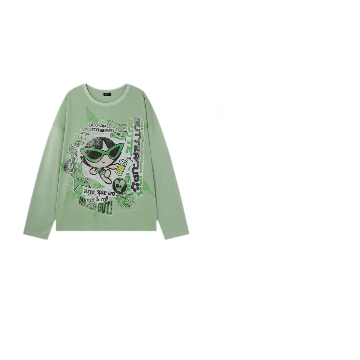 Distressed Print Long-Sleeve T-Shirt