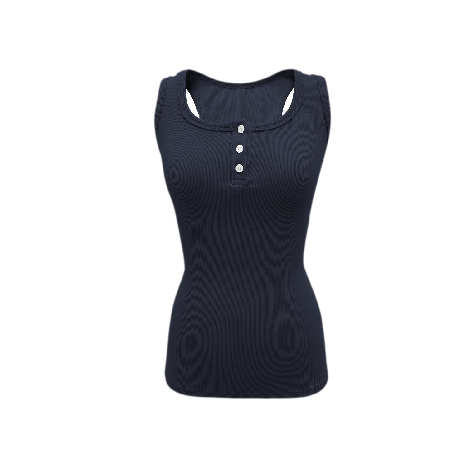 Ribbed Slim-Fit Henley Tank