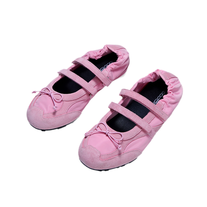 Ruched Ballet Strap Shoes