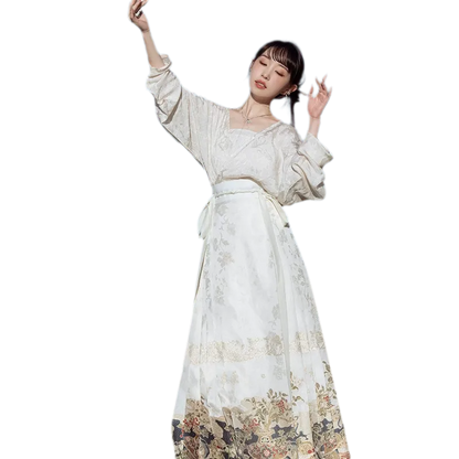 素瓷·九曜金枝 Porcelain Branches Ming-Style Mamian Skirt