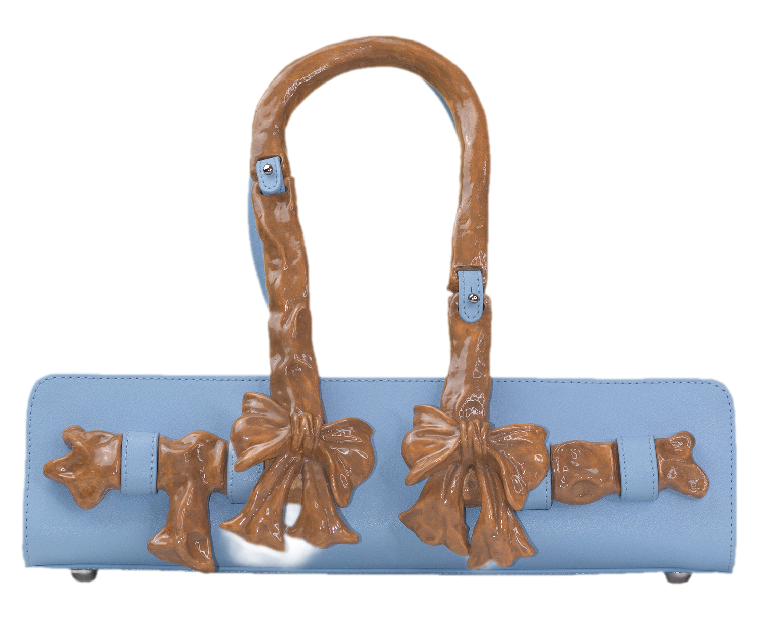 Glossy Bow Handle Handbag