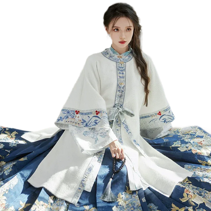 青花碎玉 Blue-and-White Jade Shards Ming-Style Stand-Collar