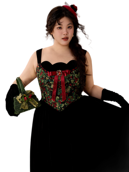 Floral Jacquard Corset Dress