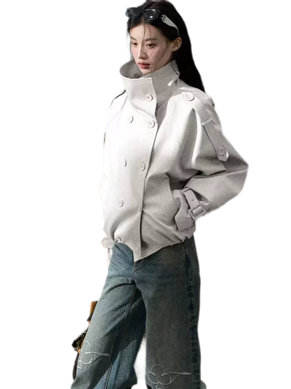 Lyocell Cotton Cropped Trench