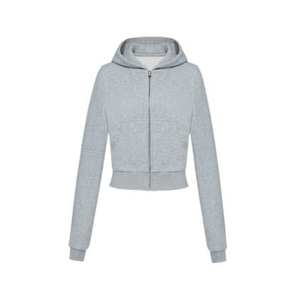 Ribbed Slim-Fit Cropped Hoodie