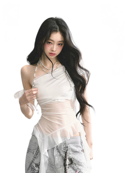 Sheer Off-Shoulder Tee