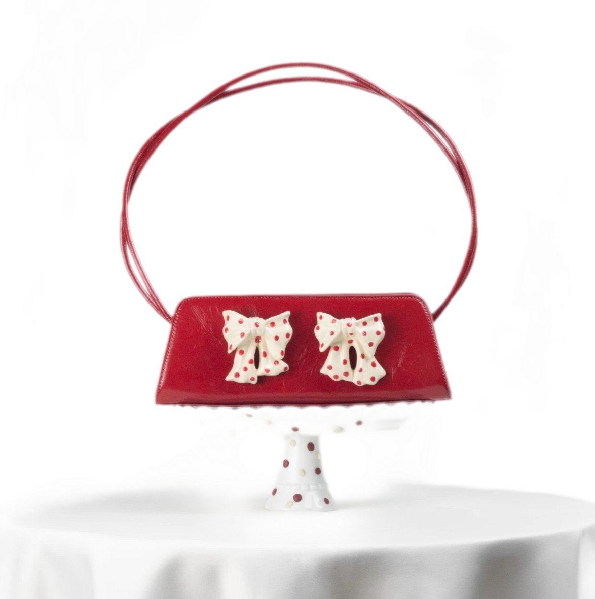Ceramic Bow Leather Shoulder Bag