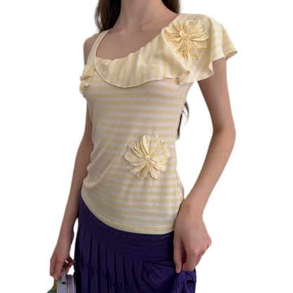 Dimensional Floral Asymmetric Tank Top