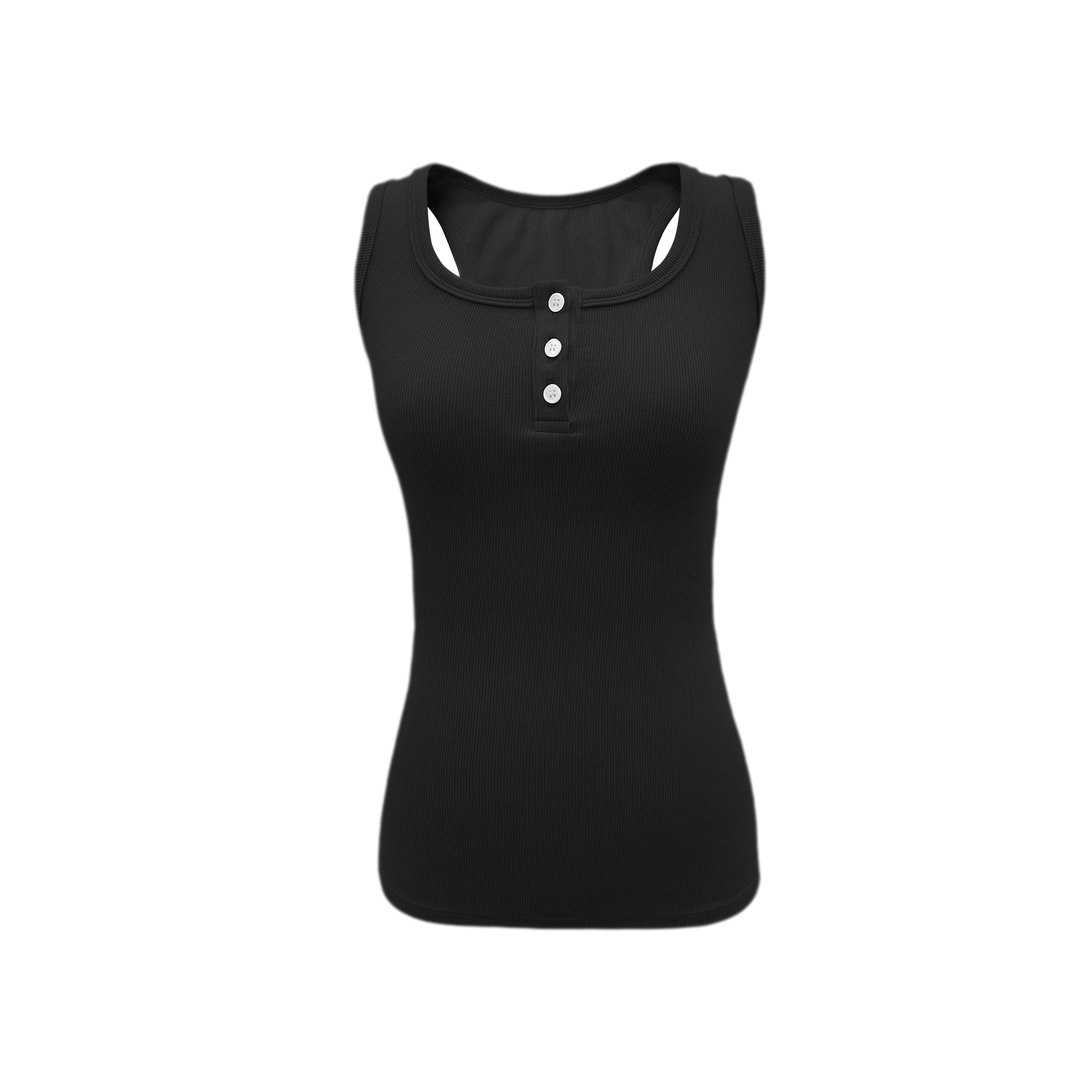 Ribbed Slim-Fit Henley Tank