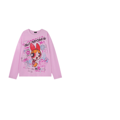 Distressed Print Long-Sleeve T-Shirt