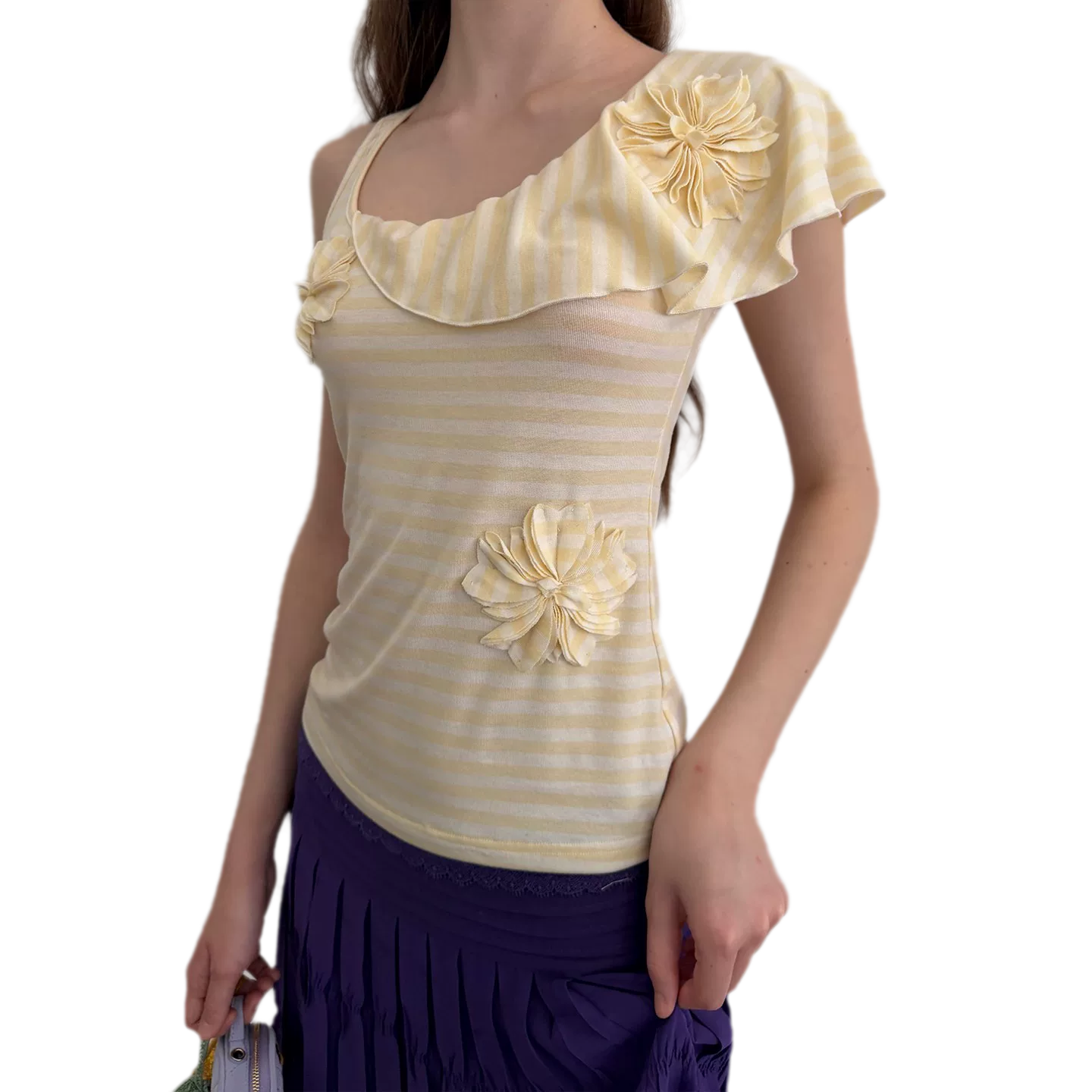 Dimensional Floral Asymmetric Tank Top