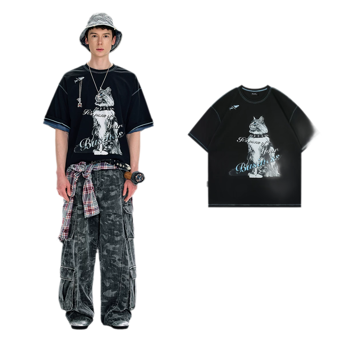 Tactile Graphic Loose T-Shirt