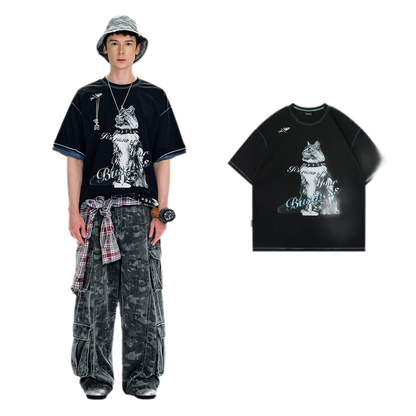 Tactile Graphic Loose T-Shirt