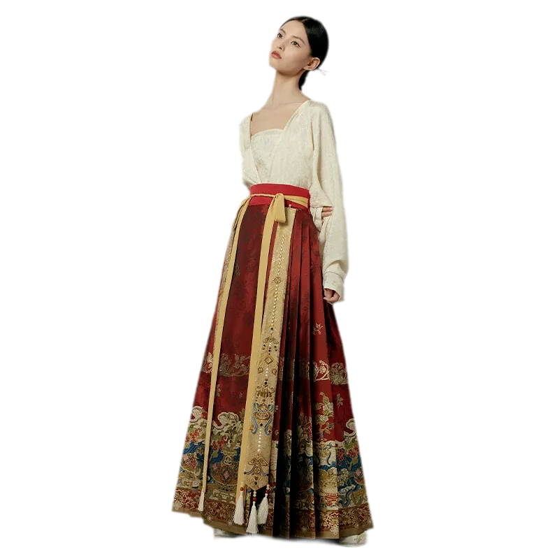 素瓷·九曜金枝 Porcelain Branches Ming-Style Mamian Skirt