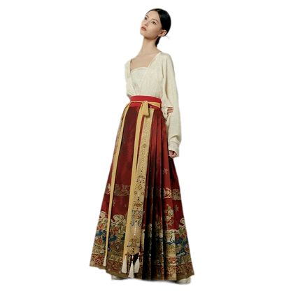 素瓷·九曜金枝 Porcelain Branches Ming-Style Mamian Skirt