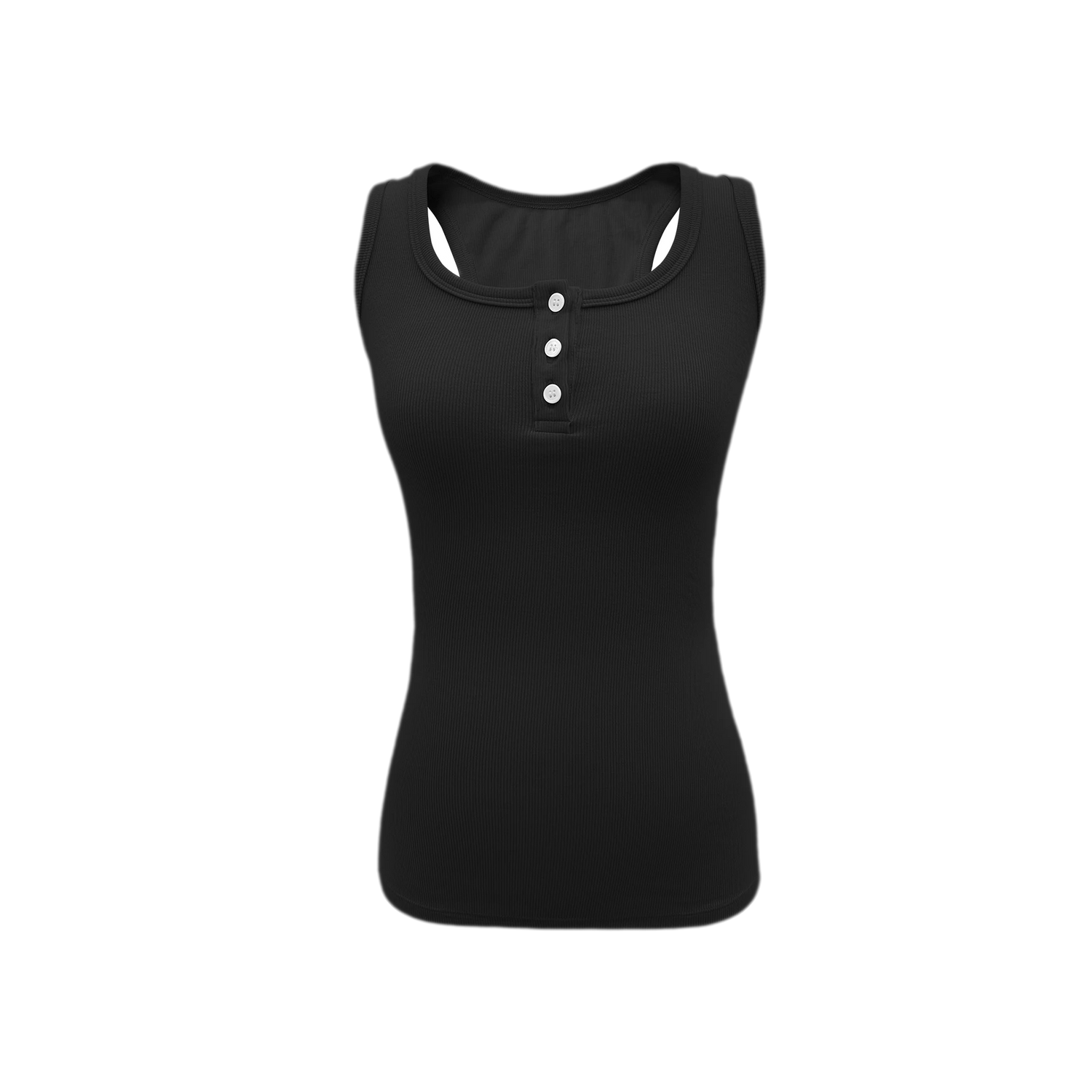 Ribbed Slim-Fit Henley Tank
