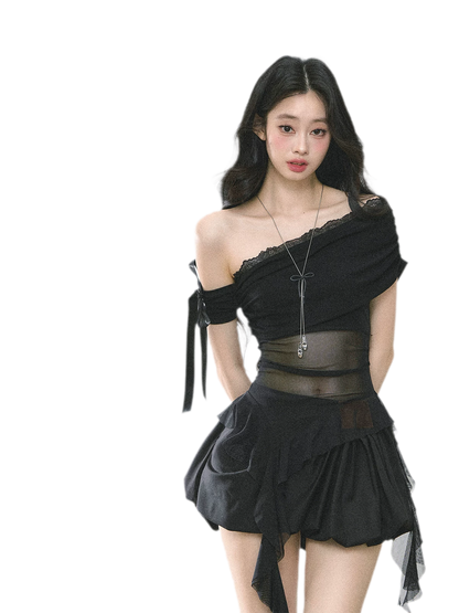 Sheer Off-Shoulder Tee