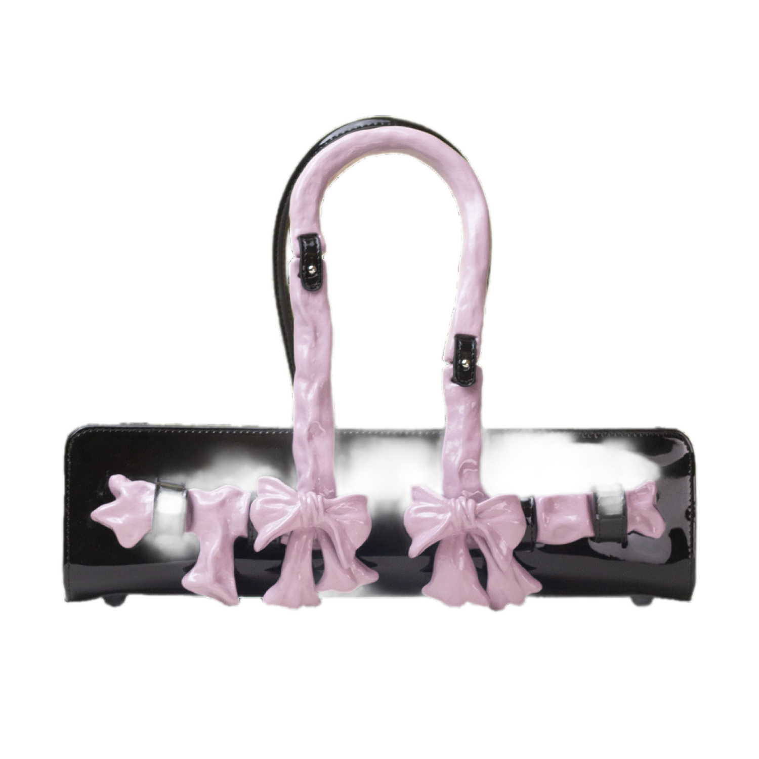 Glossy Bow Handle Handbag