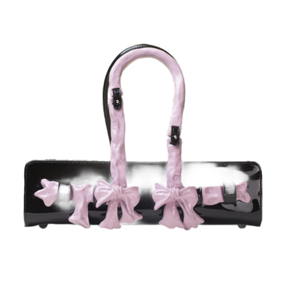 Glossy Bow Handle Handbag