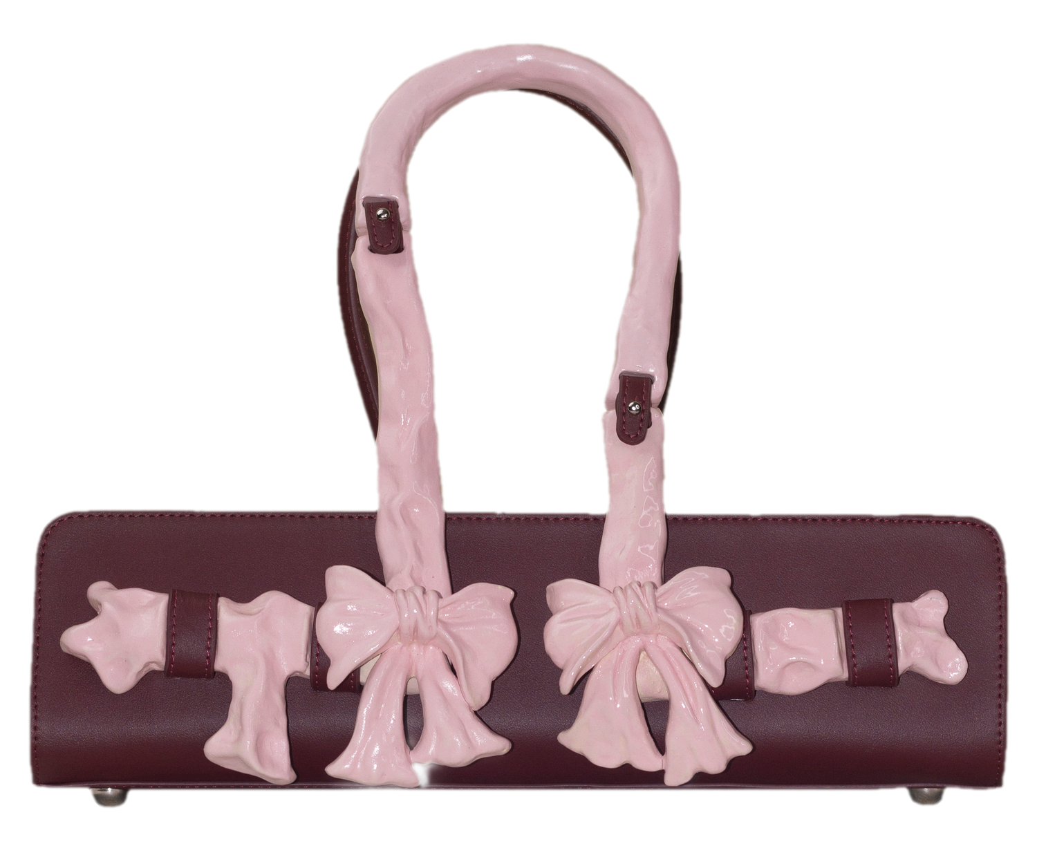 Glossy Bow Handle Handbag