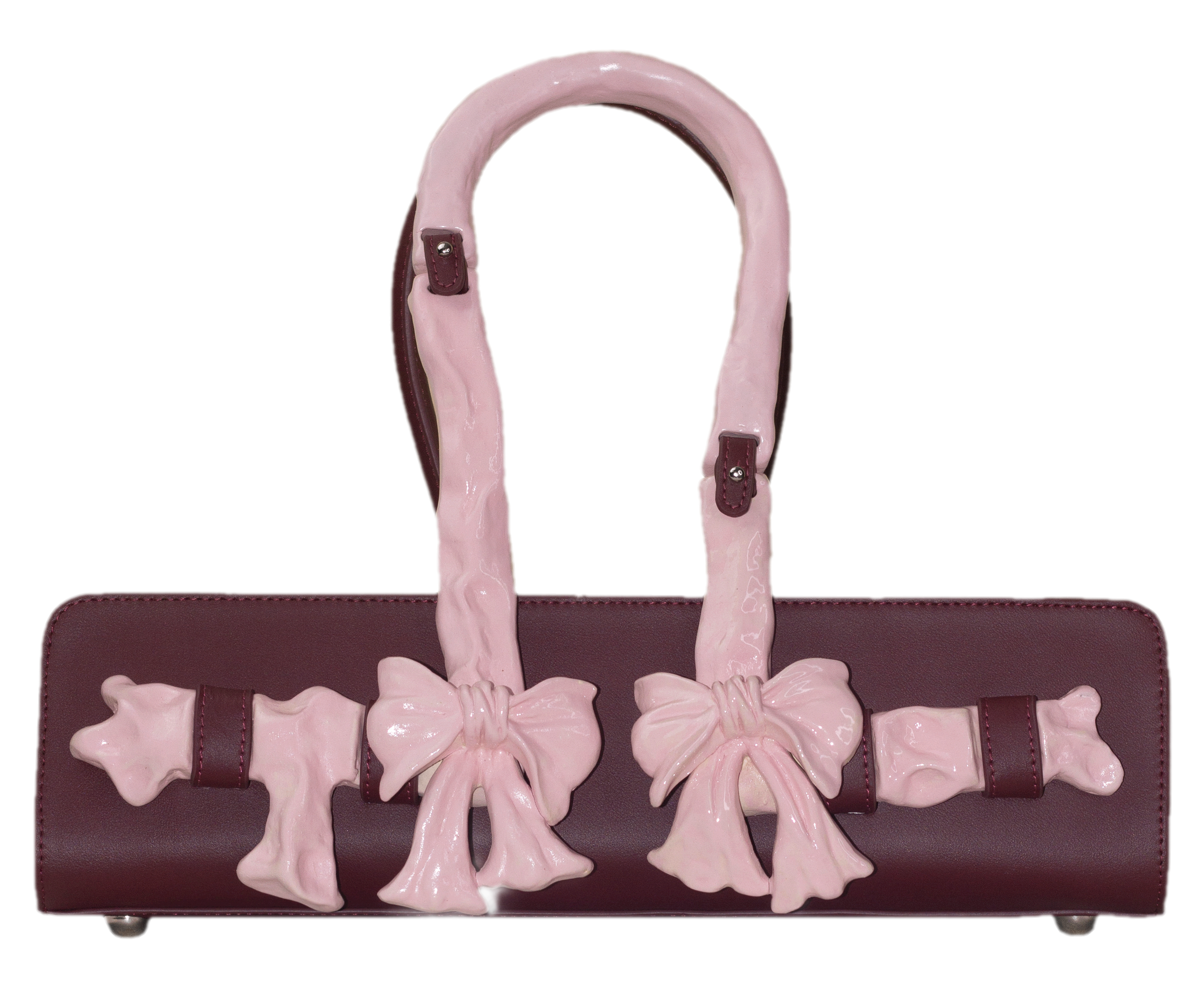 Glossy Bow Handle Handbag