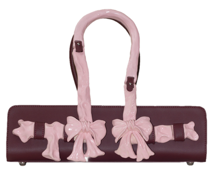 Glossy Bow Handle Handbag