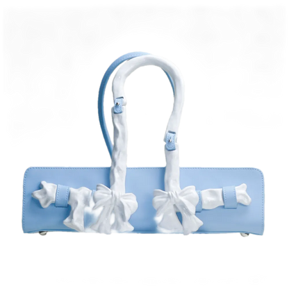 Glossy Bow Handle Handbag