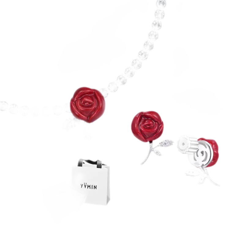 Ceramic Rose Jewelry Set