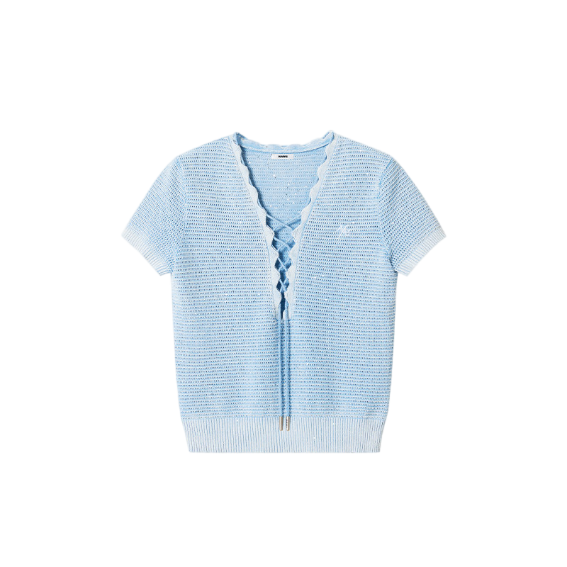 Knight Ballet Tee Washed Vintage V-Neck Knit T-Shirt