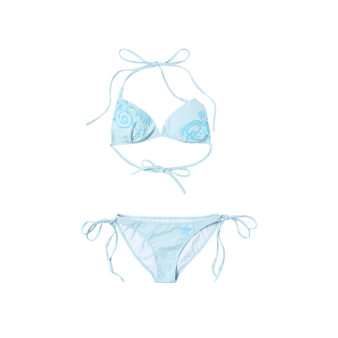Tropical Ocean Print Tie Bikini Set