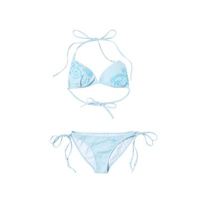 Tropical Ocean Print Tie Bikini Set