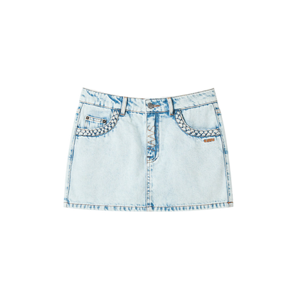 Wheat Ear Denim Mini Skirt