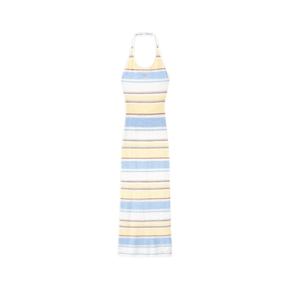 Marfi Halter Neck U-Back Slim Long Dress